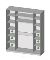 closet 3.4 190x45x240 facade mirror silver senam